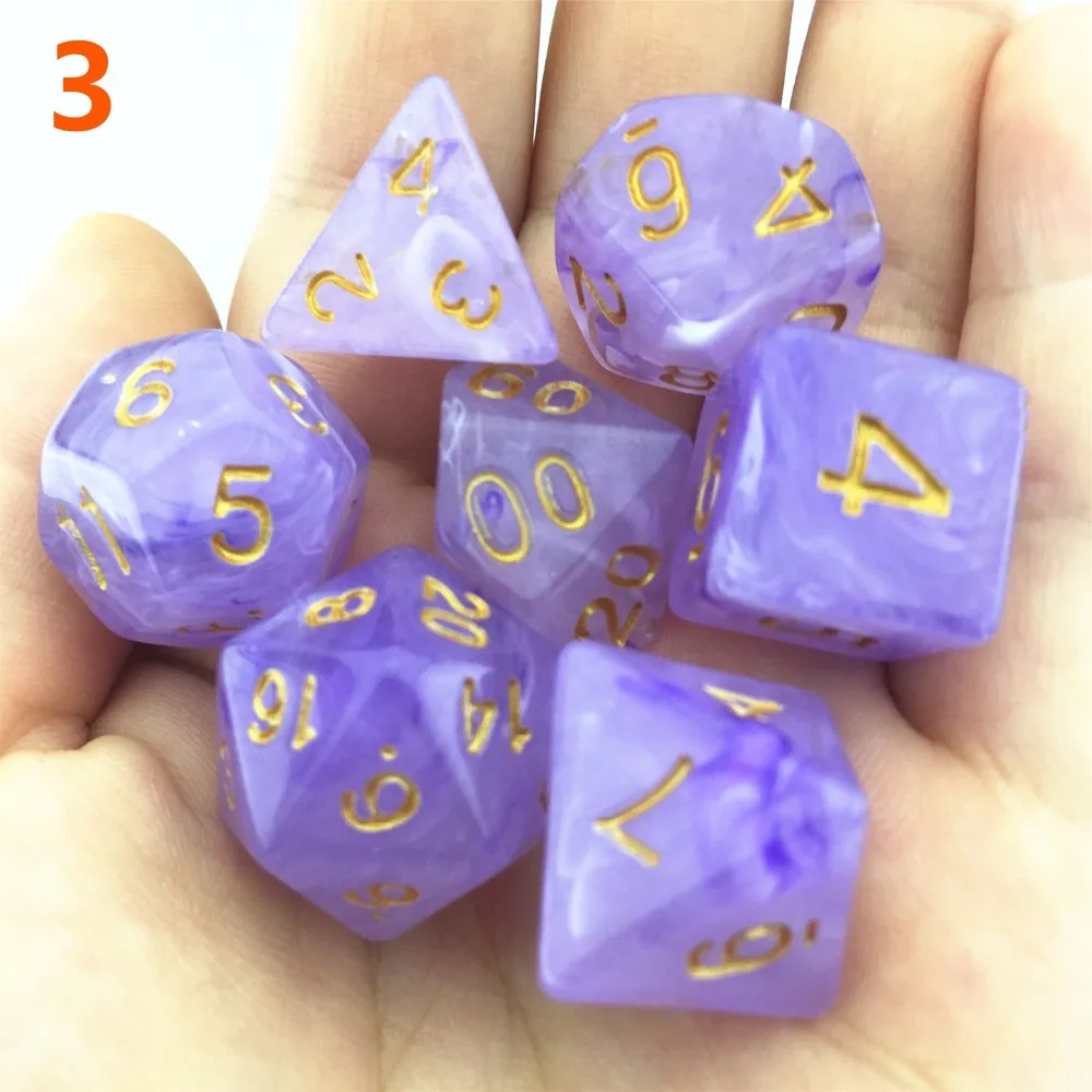 7 шт./компл. многогранные кости d& d4 d6 d8 d10 d% d12 d20 многогранные TRPG игры Набор Игральный костей для Настольная игра