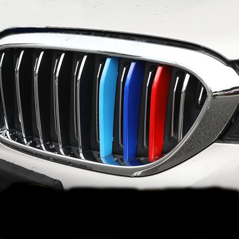 Car Styling Tricolor M Front Grille strips ABS exterior cover trim