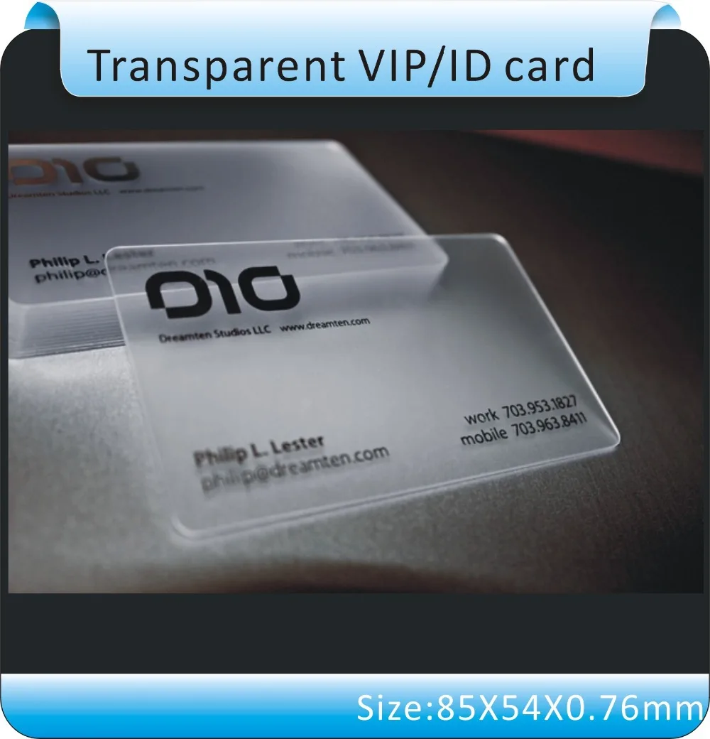 Free shipping 200pcs Transparent Plastic card printing service gift VIP card /grind arenaceous/85.5X54mmX0.36mm