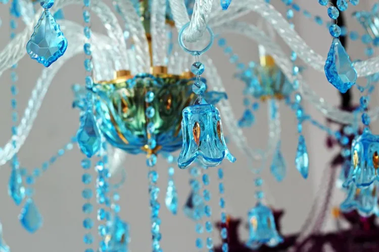 Французская светодиодная стеклянная люстра из прозрачного стекла led Candelabro синие