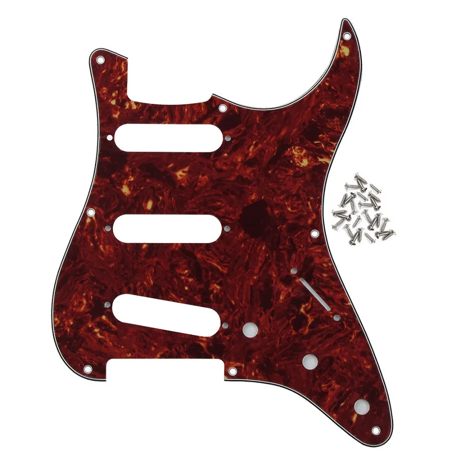 FLEOR 1 шт. винтажная 8 отверстий электрогитара Strat накладка sss pick Guard царапина пластина w/Винты гитарные части и аксессуары - Цвет: Red Tortoise Shell