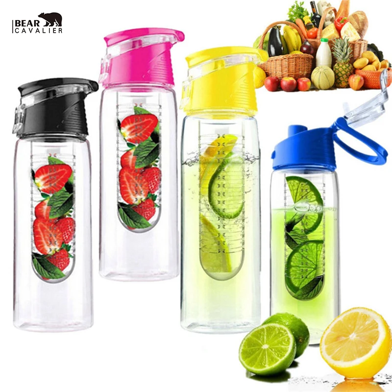 

Bear Cavalier Fashion 800ML Flesh Fruit infuser infusing Water Bottle Sports Health Lemon Juice Make Bottle Cycling Camping