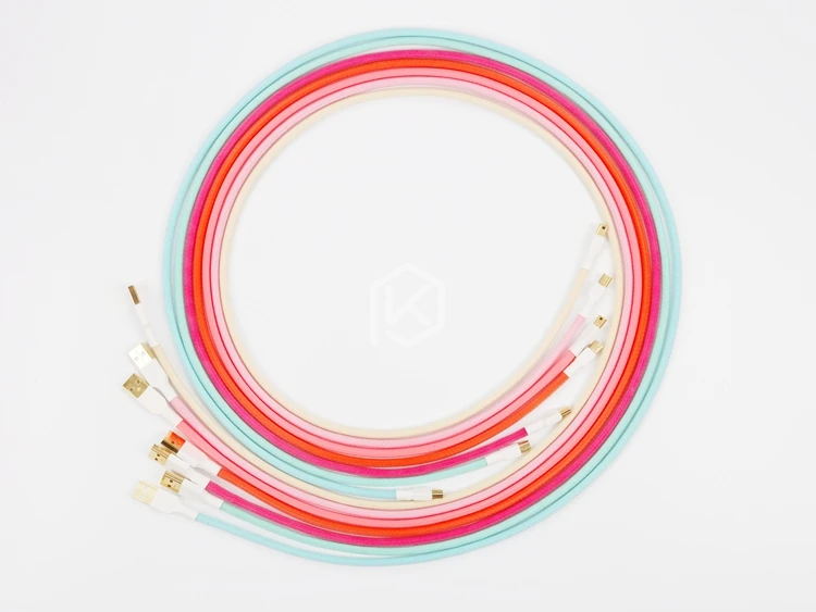 Colored sleeved Nylon USB Cable mini USB port Gold-plated connectors 1.2m length 6 colors blue pink
