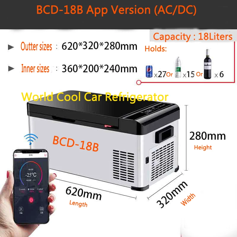 

18L camping Car Refrigerator ice box cooler car Fridge Compressor AC/DC car Freezer Picnic mini fridge Cooling -20 Deg.C