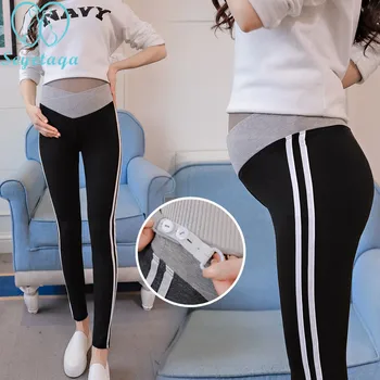 

6027# Side Strip Low Waist Belly Maternity Legging 2018 Autumn Korean Fashion Skinny Pants Clothes for Pregnant Women Pregnancy