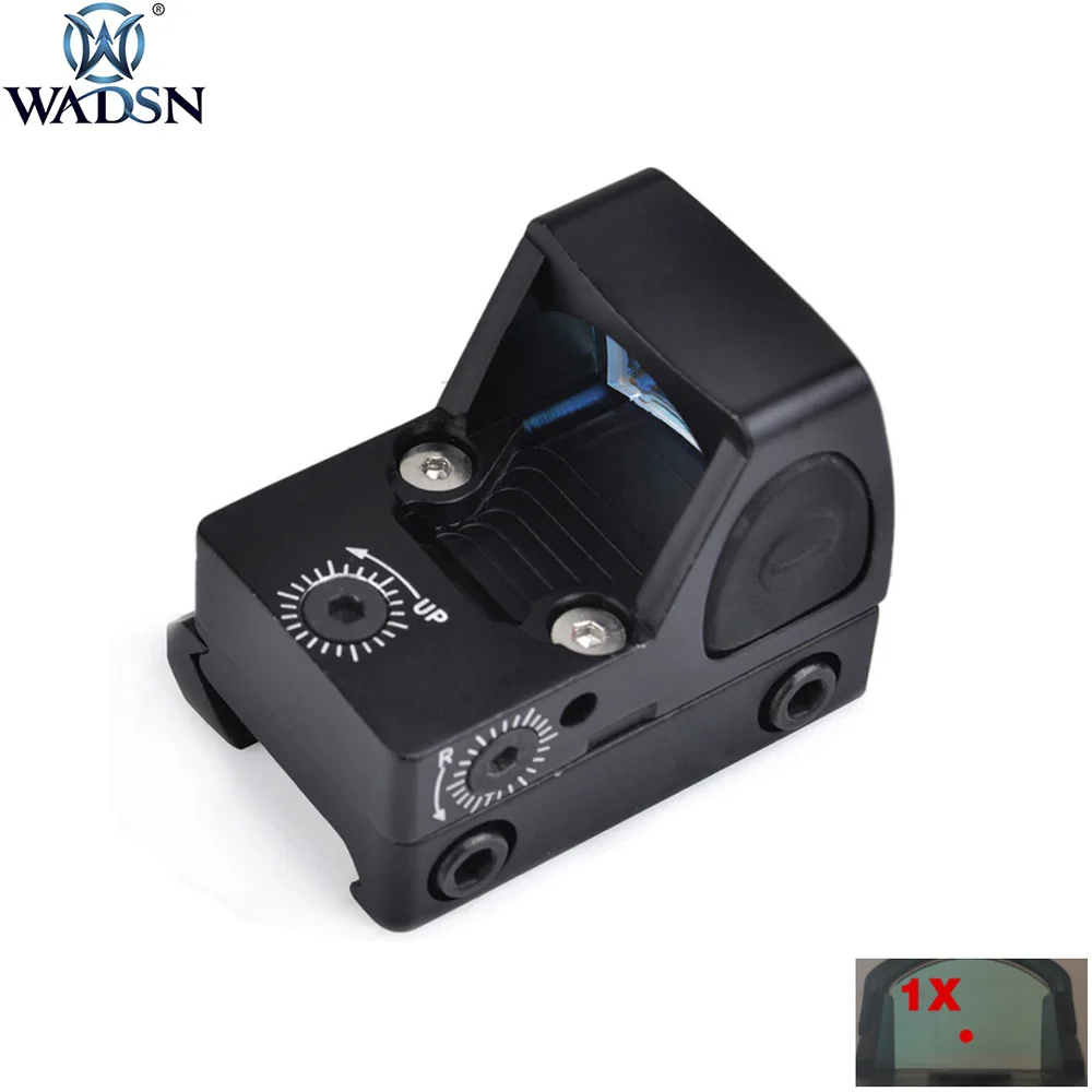 

WADSN Hunting Riflescope Adjustable LED 1X RMR Red Dot Scope Tactical Handgun Shooting Rifle Scope Sight with 20mm Mount AO1006