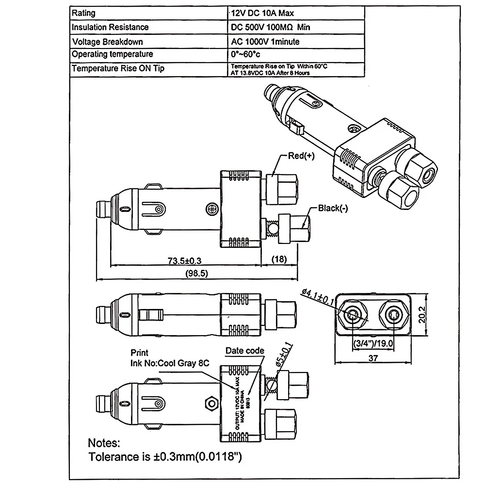 12 Volt Cigarette Lighter Plug Wiring Diagram from ae01.alicdn.com