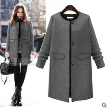 MLXSLKY Европейский женский большой размер Новое зимнее шерстяное пальто темперамент и длинные женские размера плюс 5XL тонкое шерстяное пальто