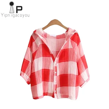 

Thin Summer Tops Pink Plaid Jacket omen Sunscreen Coat Korean Big size Loose Hoodies Harajuku Jacket Short Casual Ladies Coat
