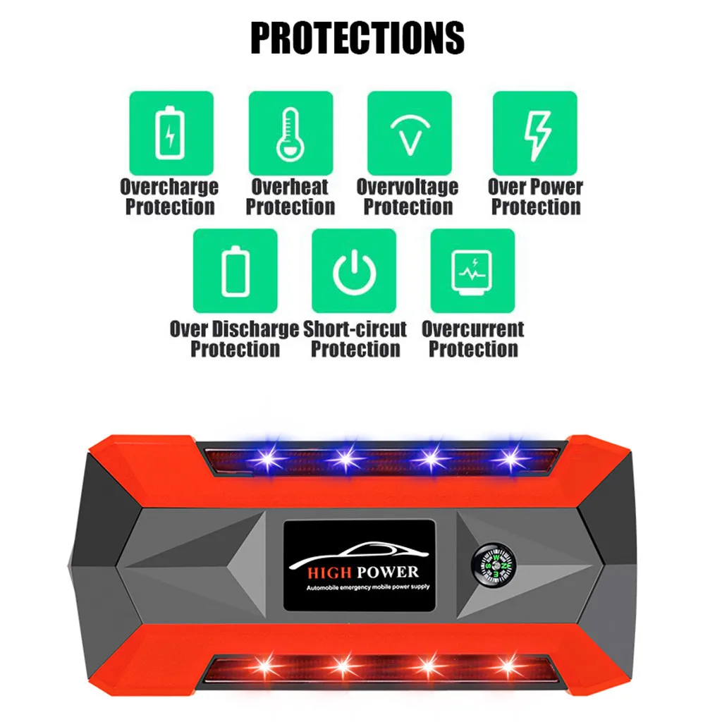 20000mAh 12V LCD4 banco de energía USB cargador de coche de arranque para el coche Booster de bater