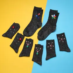 Ручной работы из бисера сверкающие носки Для женщин модные носки с блестками 2019 Новые блестящие мягкие уличная Harajuku Happy Socks 5 узор Сокс
