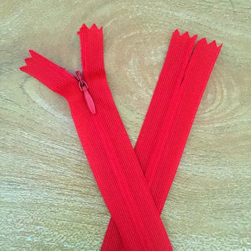 10 pieces#3 30 cm(12 inch) nylon invisible soft tulle coil zipper sewing(color please choose - Color: Red