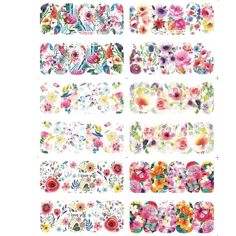 24 шт. водные переводки для ногтей с тропическим фламинго|nail water decals|water decalsnail art tattoo