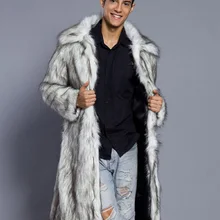 Мужской Новая мода Европа Америка осень зима квадратный воротник искусственный мех длинное пальто S-3XL, белый, черный, желтый, серый