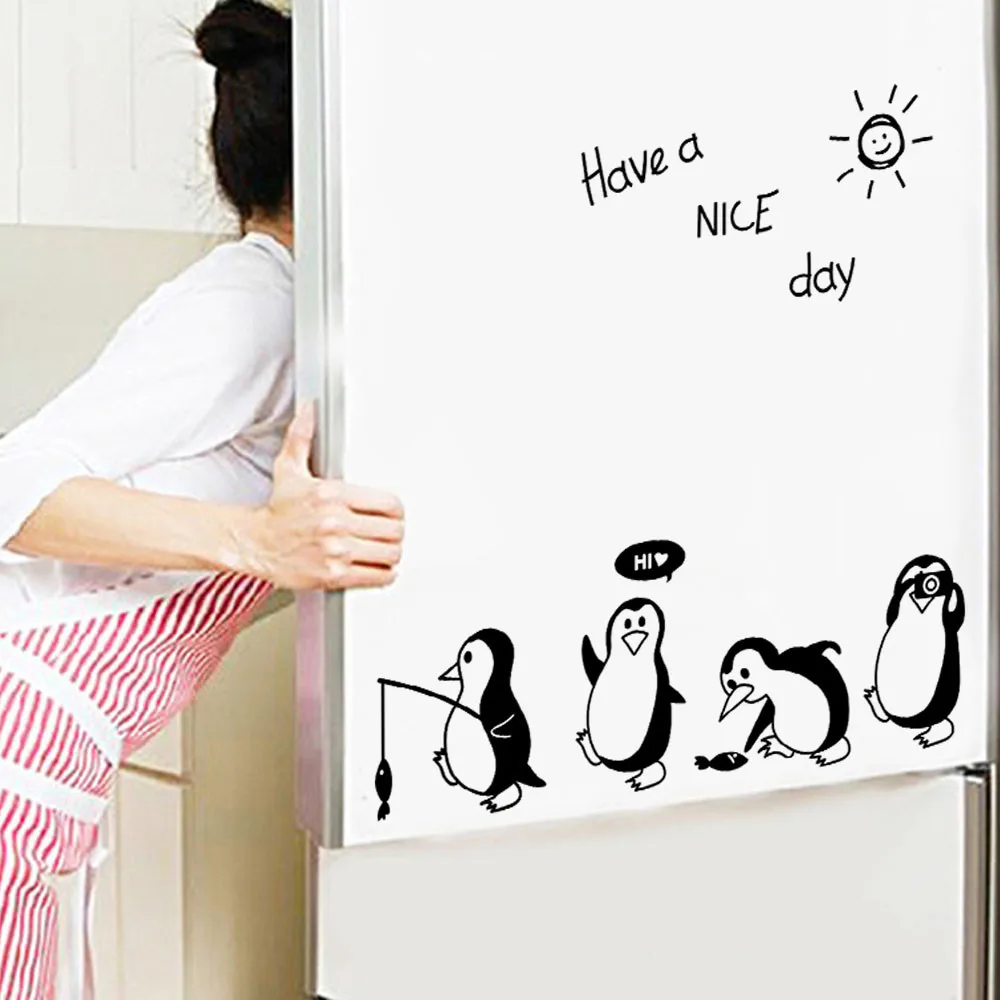 

Havea Nice Day Cute Animals Penguin Refrigerator Sticker Fridge Kitchen Wall Stickers Art For Home Decoration 2019 A1