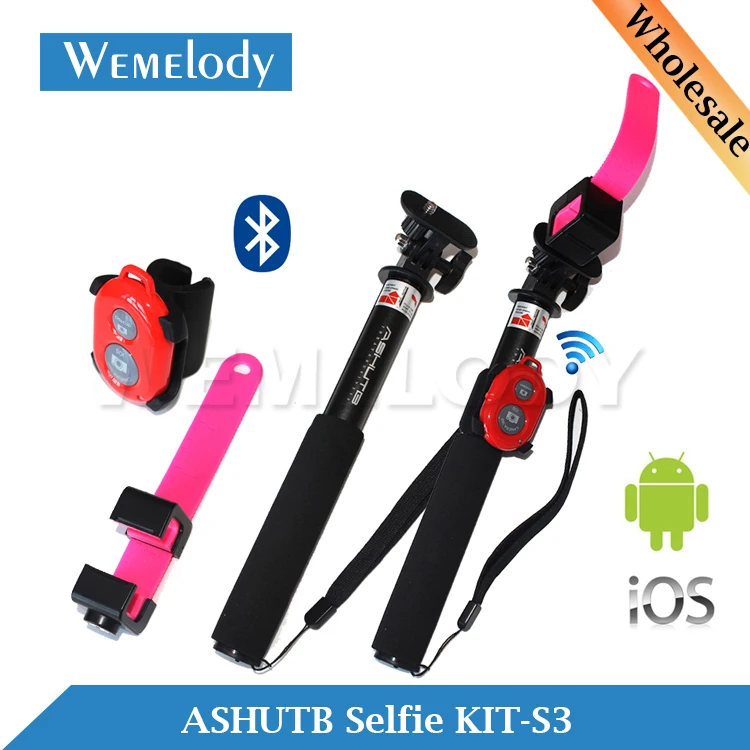 ASHUTB aste Selfie KIT-S3 Monopod Bluetooth Remote Shutter3+Holder Q Mono pod Palo Extensible Extensor pal de self Monope | Электроника