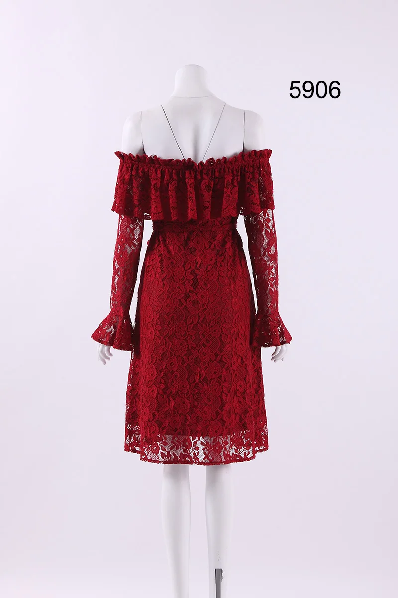 Ever Pretty, женское сексуальное короткое вечернее платье, кружевное бордовое с длинным рукавом, Осень-зима, вечерние платья для выпускного вечера AS05906