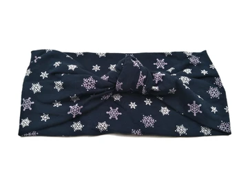 

J173145 NEW fashion cotton stretchy snow printed knot hair band hair accessory for women warmth winter headband design custom