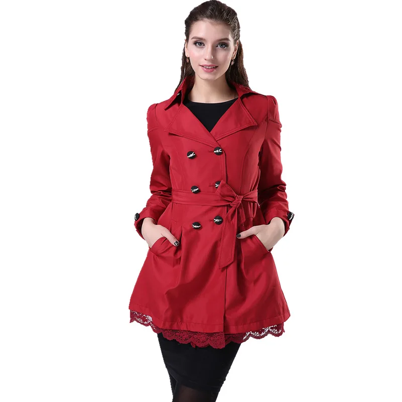 Тренч Женский двубортный с кружевной талией YL015|women trench coat|women trenchtrench coat |