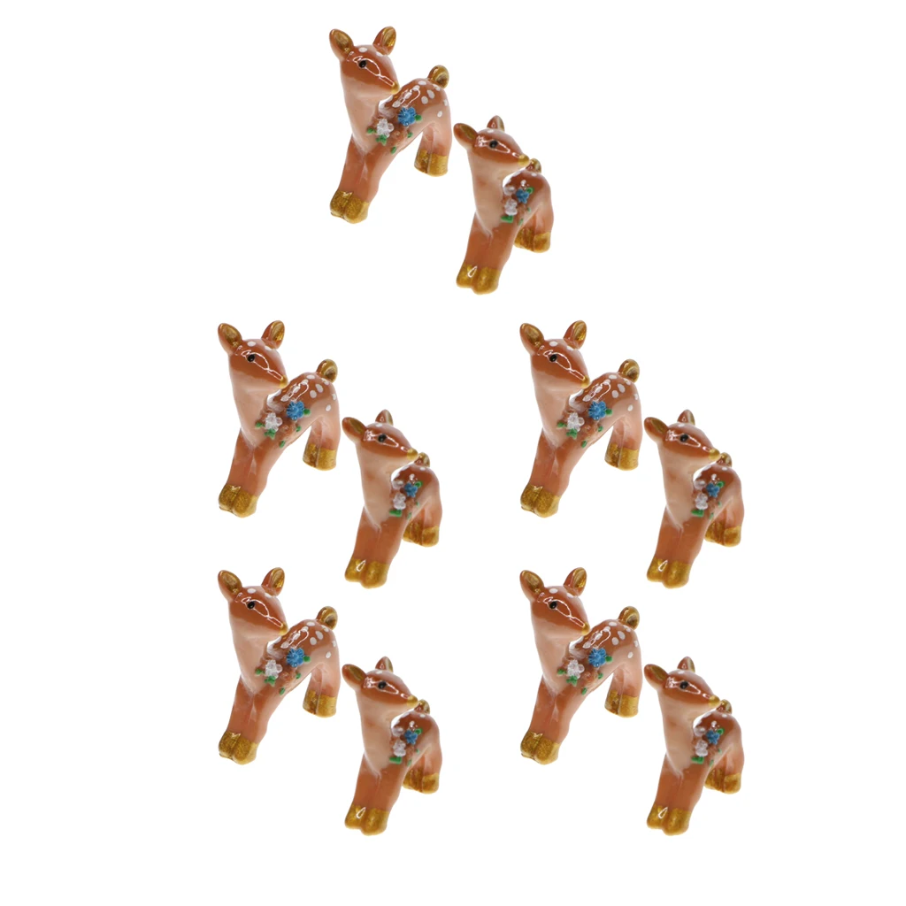 10pcs Miniature Garden Ornaments Miniature Ornaments Decor Cute Deer Landscaping Garden Statues for DIY Decoration