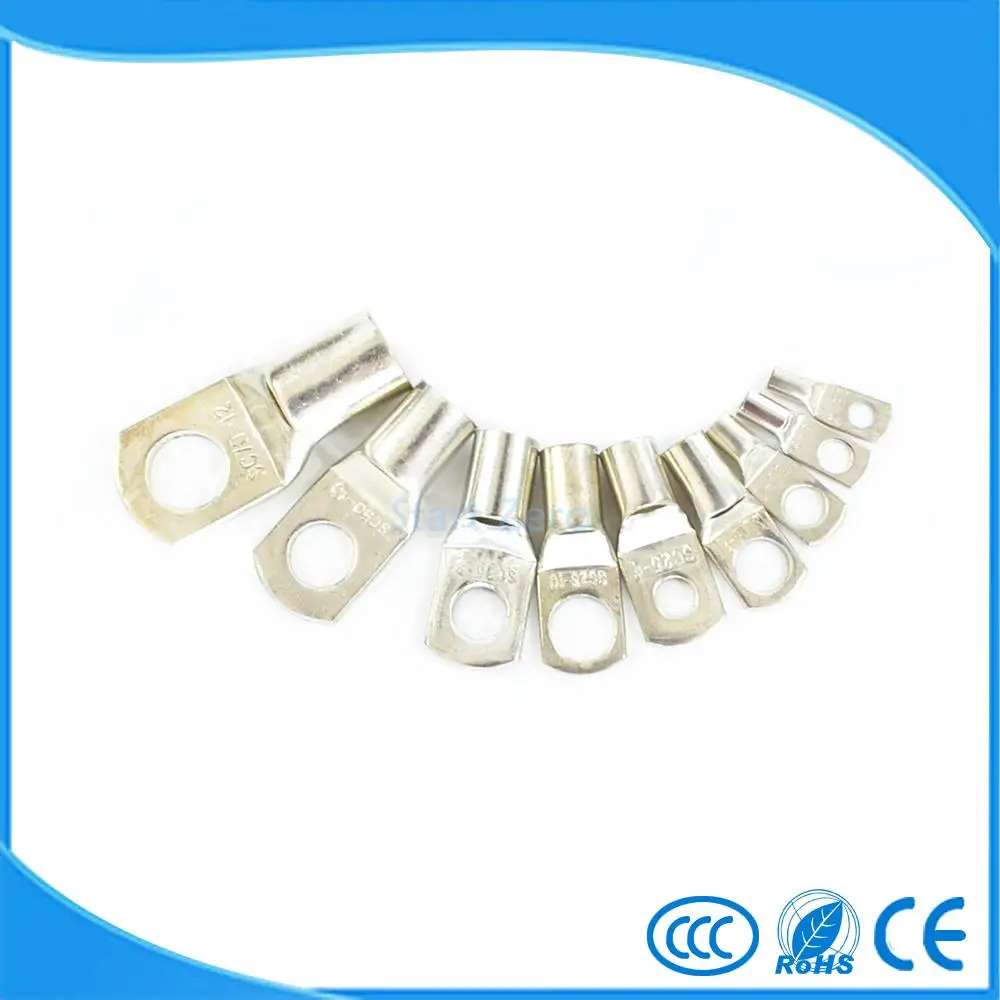 

10/50/100pcs SC 10-6 Bolt Hole Tinned Copper Cable lugs Battery Terminals 10mm wire