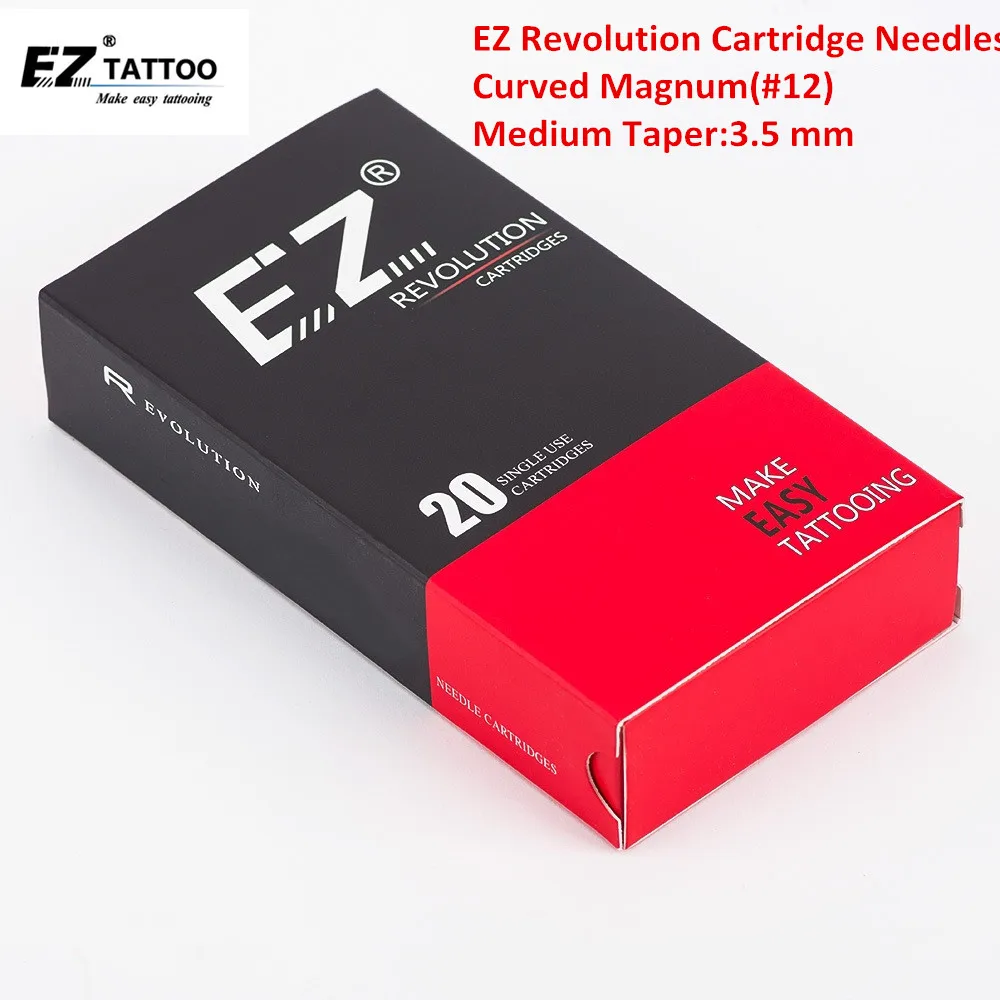 

EZ Revolution Cartridge Needles 3.5 mm Regular Medium Taper #12 Curved Magnum Tattoo Needles for Cartridge Machine & Grips