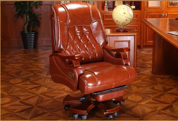 Leather boss chair massage reclining office chair home computer chair
