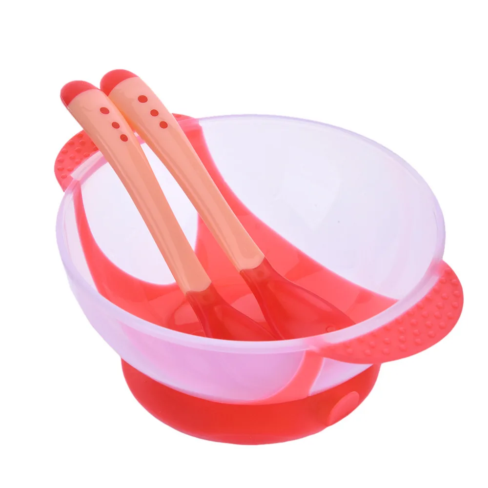 3pcs/set Baby Assist Bowl +Temperature Sensing Spoon+ Fork Infant Kids Feeding Bowl Set Baby Learning Tableware Solid Feeding 3pcs/set Baby Assist Bowl +Temperature Sensing Spoon+ Fork Infant Kids Feeding Bowl Set Baby Learning Tableware Solid Feeding