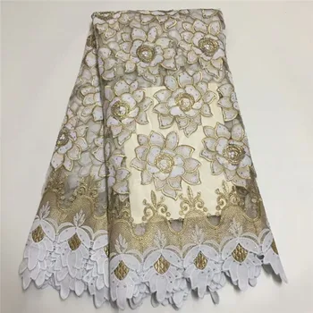 

2018 Latest Nigerian Laces Fabrics High Quality Tulle African Guipure Laces Fabric Wedding African Cord Lace Fabric HJ1388-1