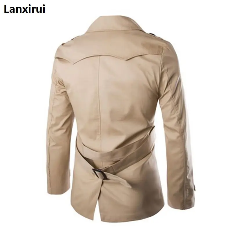 Trench coat men's spring autumn double breasted trench coat mens clothing medium and long jackets coats british style overcoat