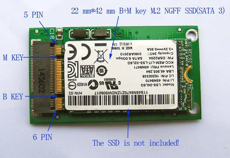 40 PIN ZIF CE до 22*42 мм M.2 NGFF SSD адаптера