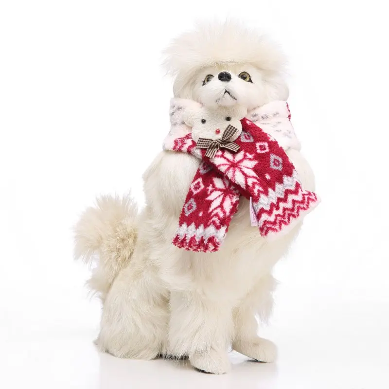 

Winter Warm Fuzzy Dog Scarf Christmas Soft Color Block Pet Puppy Holiday Neck Accessory pet supplies dogs pets accessories H1