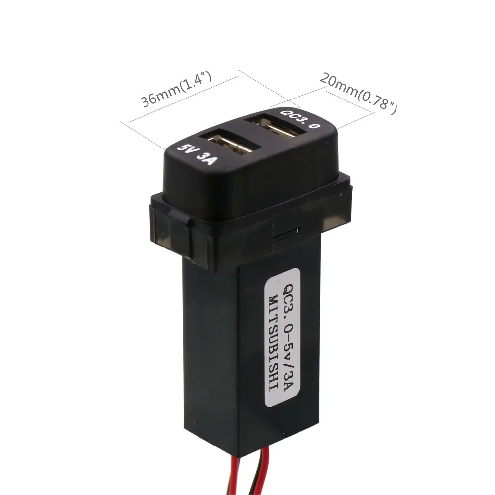 Автомобильное зарядное устройство QC3.0 + 5 В 3 А с USB интерфейсом для Mitsubishi asx lancer