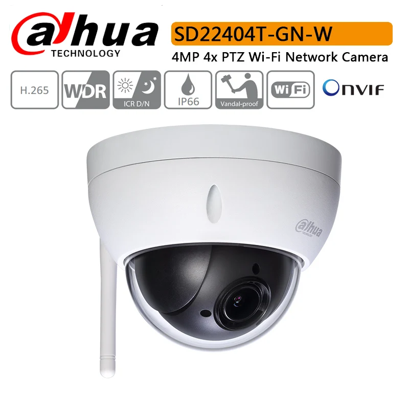 

Dahua english version DH-SD22404T-GN-W WiFI IP 4MP HD Network Mini PTZ Dome 4x optical zoom WIFI Camera