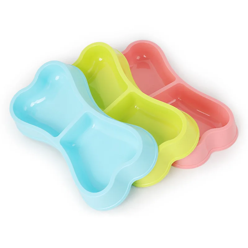 Высокое качество Пластиковые Миски Для собак костяная собака карамельного цвета Фидер Экологичные двухголовочные миски