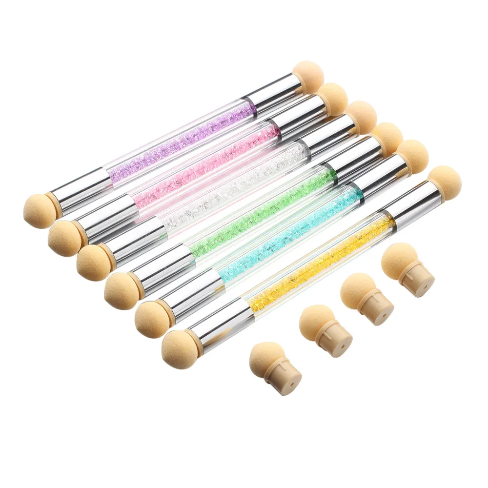 

Nail Art 1PC Glitter Powder Picking Dotting Gradient Pen Brush + 6 Sponge Nail Art Tools 2019 Apr23 Dropship