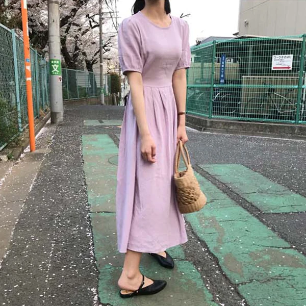 Свет бледно фиолетового короткое платье Мори девушка 2018 лето | Женская одежда