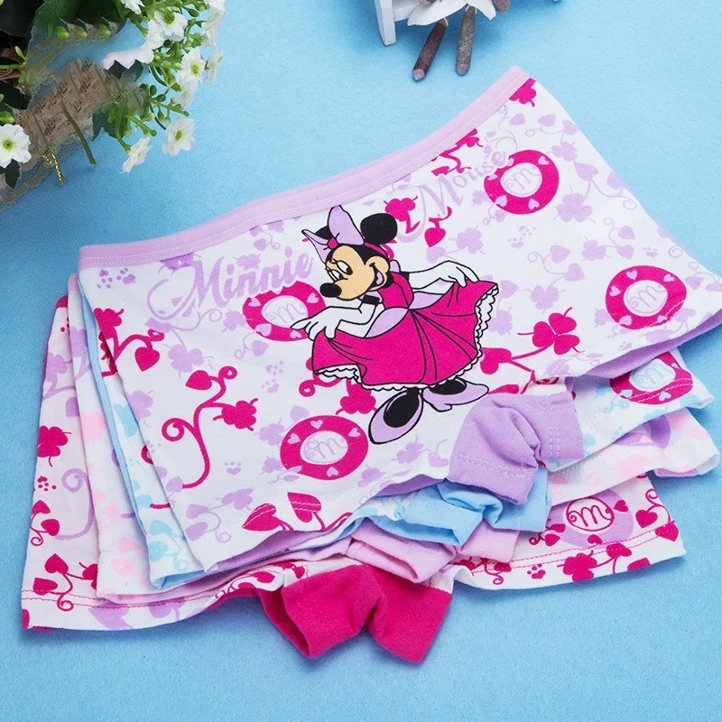 

4 pcs/lot Children's cotton kids girl underwear female cartoon printed baby girls underwear boxer briefs panties child thong