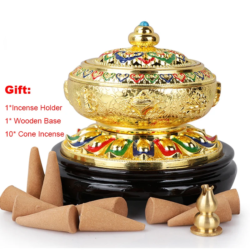 Buy Zen Eight Auspicious Tibetan Incense Burner Coil Incense Aroma Censer with