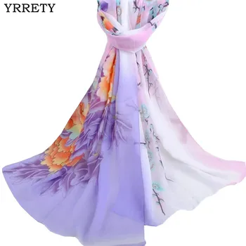 

YRRETY 2019 Fashion Spring And Autumn Women Summer Print Scarf Thin Chiffon Scarf Beach Cover Wrap Sarong Sunscreen Long Cape