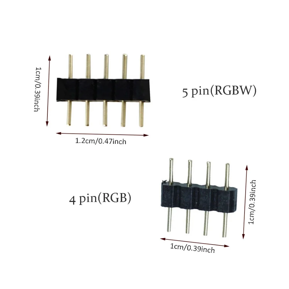 10 шт./лот разъем адаптера штыревой иглой мужской тип двойной 4Pin RGB/5Pin RGBW для 3528 5050 SMD светодиодные ленты светильник JQ