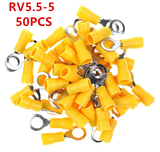 

RV5.5-5 Yellow Ring insulated terminal 50PCS/Pack cable Crimp Terminal suit 4-6mm2 Cable Wire Connector RV5.5-5 RV