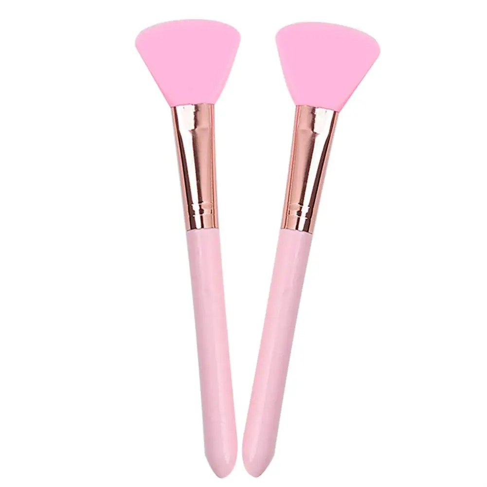 2PCS Professional Fan Shaped Soft Silicone Mask Brush Portable Face Mud Mask Mixing Brush