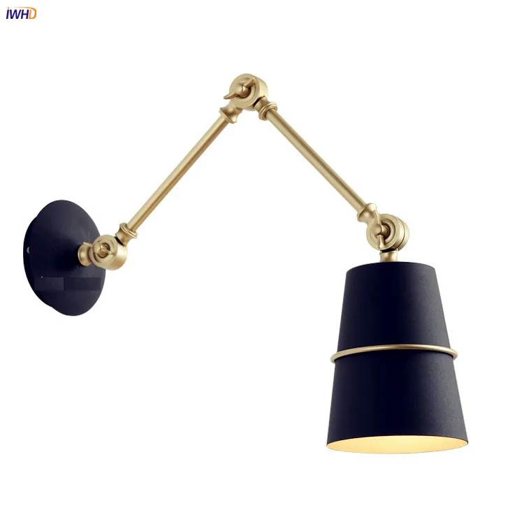 

IWHD Nordic Adjustable Swing Long Arm Wall Lamp Living Room Bedroom Vintage Nordic Modern Wall Lights For Home Lighting