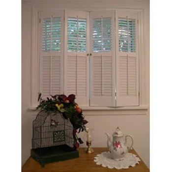 

Indoor 100% Basswood Folding Shutters For Windows And Doors With Frame And Rail Window Blinds Left And Right Biparting Open