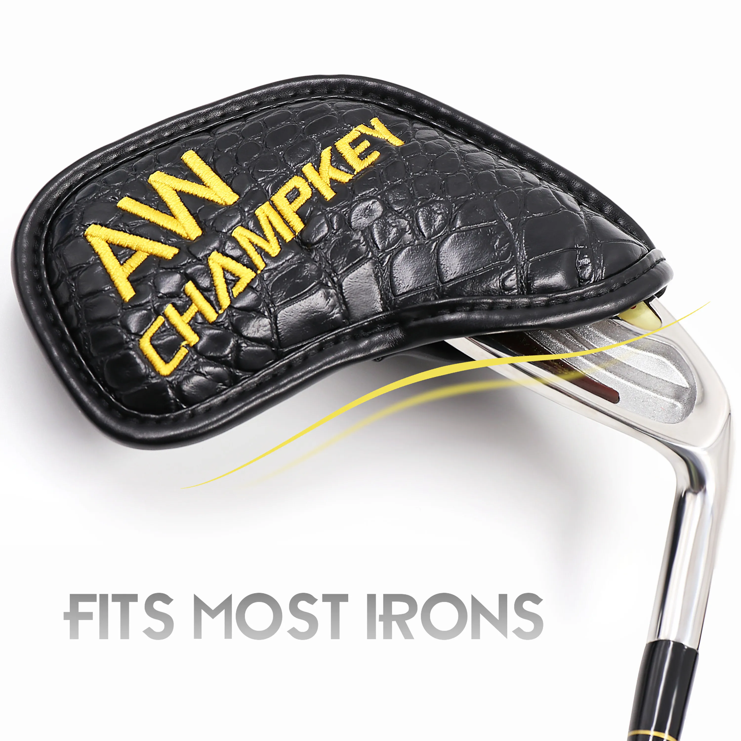 NEW Champkey 12 Pcs/set Professional Golf Club Iron Head Cover Black Color Snake PU Leather Golf Protective Headcovers