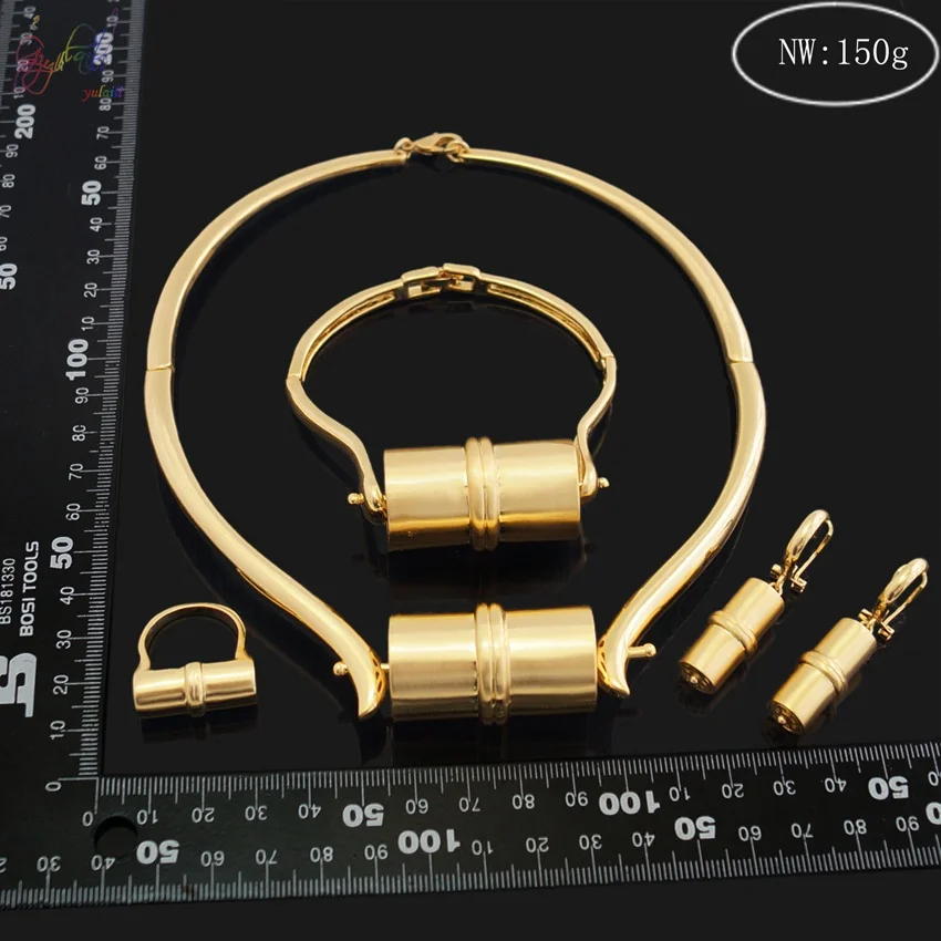 Yulaili небольшая форма фонарика дизайн колье кулон серьги браслет кольцо Отличная полировка Дубай золотые Ювелирные наборы для женщин