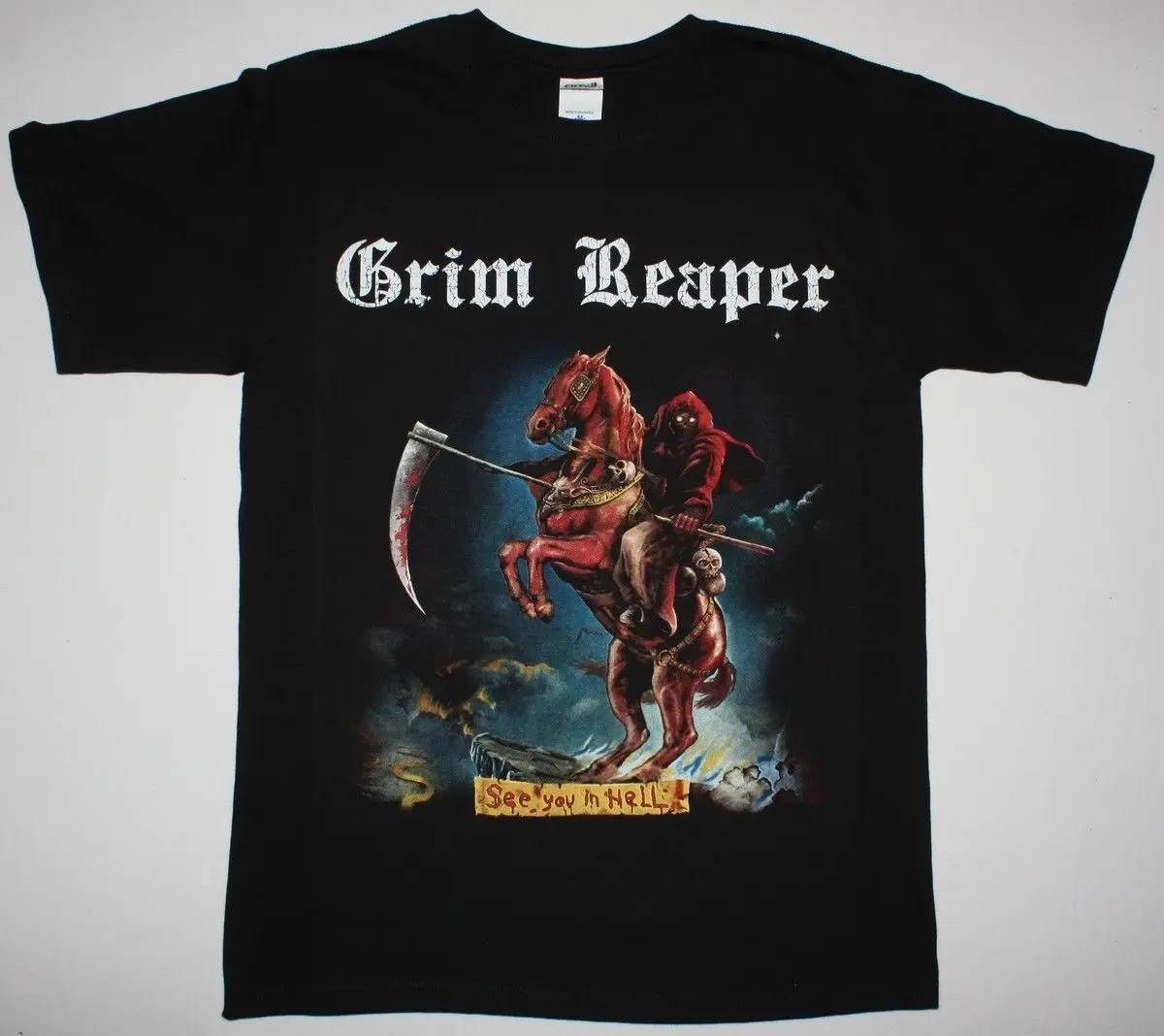 Новая Черная футболка GRIM REAPER SEE YOU IN HELL HEAVY METAL BAND NWBHM S-XXL забавная хипстерская