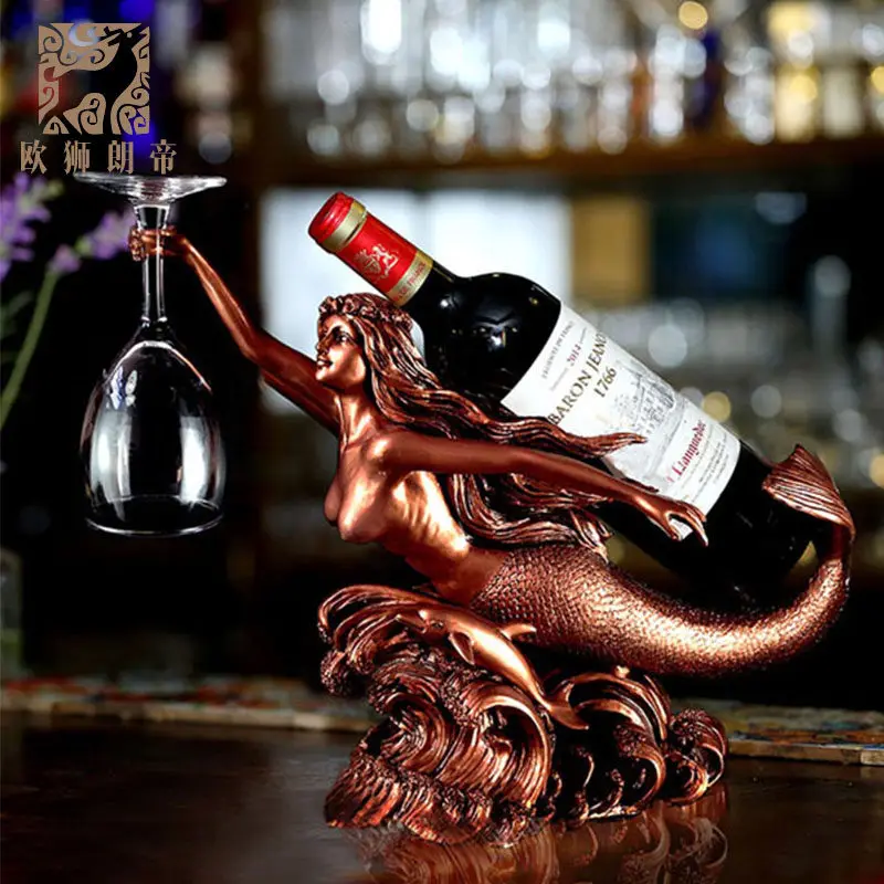 

head Arts Crafts The European lion Lang Di creative Mermaid European wine wine frame decoration decor Wine frame
