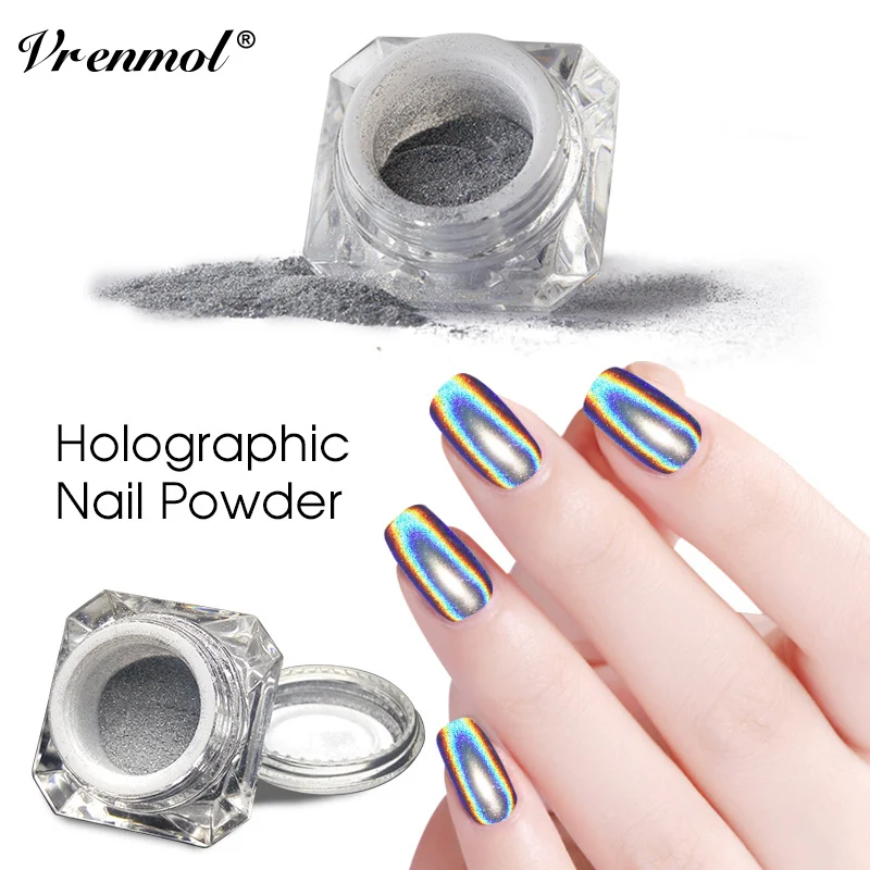 

Vrenmol 1g/box Laser Nail Glitter Holographic Shiny Powder Rainbow Mirror Powder Nail Tip Chrome Pigment Nail Art Decoration